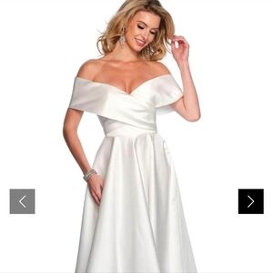 Terry  Costa, Elegant Wedding Off-Shoulder White Dress